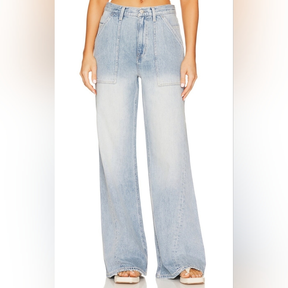 Pistola Ruby Kona High Rise Utility Jean Sz 24 Palazzo Wide Leg Jean Light Wash